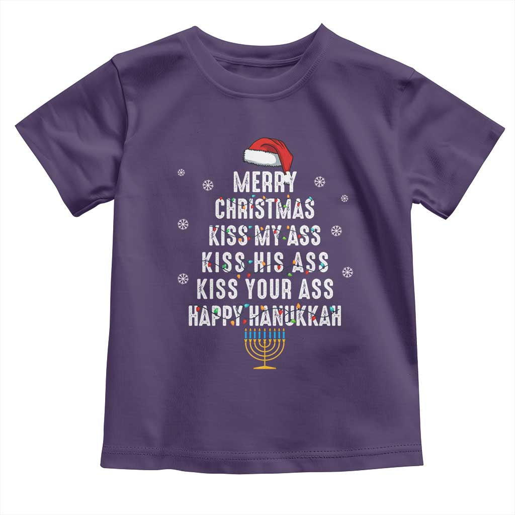 Merry Christmas Kiss My Ass His Ass Your Ass Happy Hanukkah Toddler T Shirt TS02 Purple Print Your Wear
