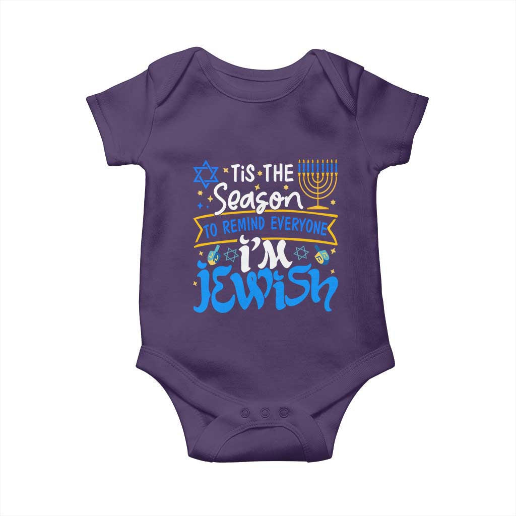 Funny Jewish Hanukkah Baby Onesie Tis The Season To Remind Everyone Im Jewish TS02 Purple Print Your Wear