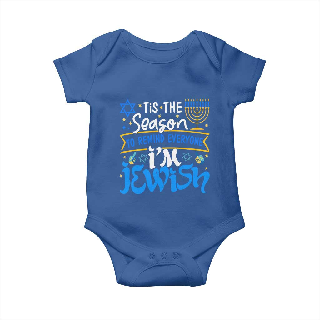 Funny Jewish Hanukkah Baby Onesie Tis The Season To Remind Everyone Im Jewish TS02 Royal Blue Print Your Wear