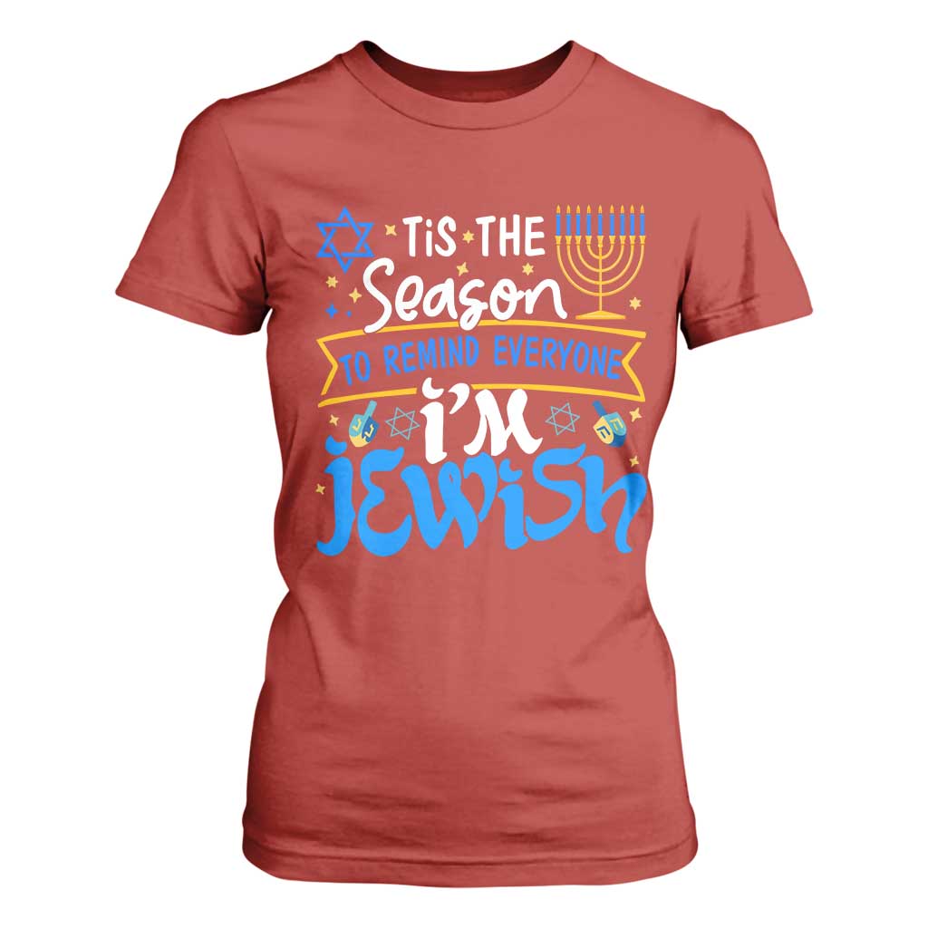 Funny Jewish Hanukkah T Shirt For Women Tis The Season To Remind Everyone Im Jewish TS02 Red Print Your Wear