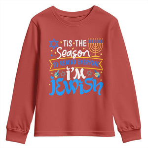 Funny Jewish Hanukkah Youth Sweatshirt Tis The Season To Remind Everyone Im Jewish TS02 Red Print Your Wear