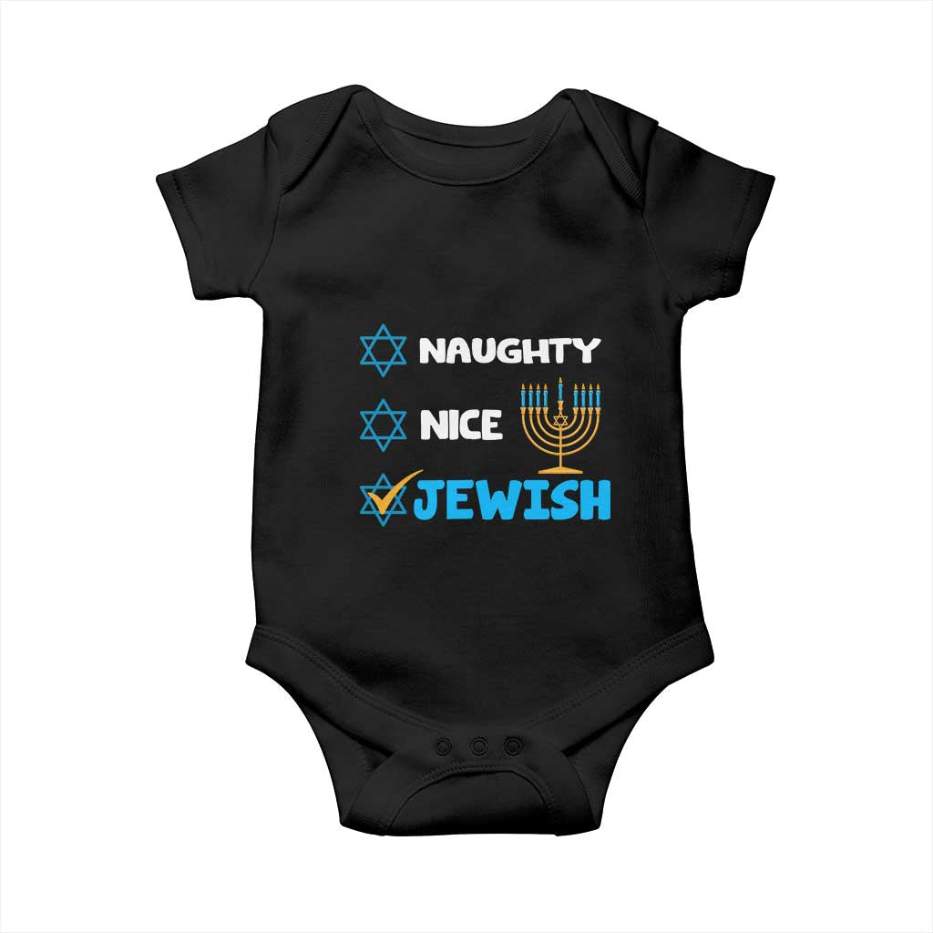 Funny Jewish Hanukkah Baby Onesie Nice Naughty Jewish Menorah Hanukkiah Chanukah Ugly TS02 Black Print Your Wear