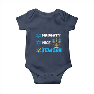 Funny Jewish Hanukkah Baby Onesie Nice Naughty Jewish Menorah Hanukkiah Chanukah Ugly TS02 Navy Print Your Wear