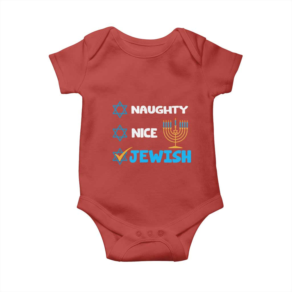Funny Jewish Hanukkah Baby Onesie Nice Naughty Jewish Menorah Hanukkiah Chanukah Ugly TS02 Red Print Your Wear