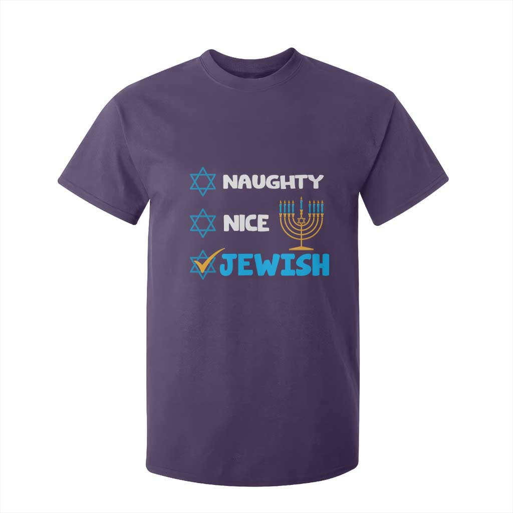 Funny Jewish Hanukkah T Shirt For Kid Nice Naughty Jewish Menorah Hanukkiah Chanukah Ugly TS02 Purple Print Your Wear