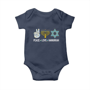Peace Love Hanukkah Baby Onesie Retro Chanukah Jewish Menorah Star of David TS02 Navy Print Your Wear