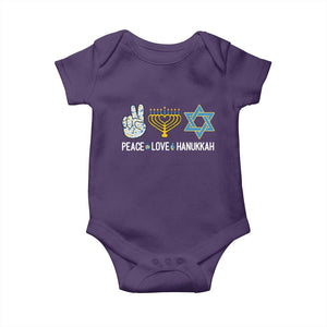 Peace Love Hanukkah Baby Onesie Retro Chanukah Jewish Menorah Star of David TS02 Purple Print Your Wear
