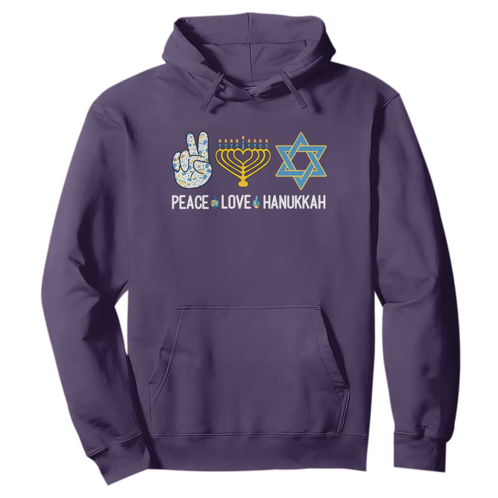 Peace Love Hanukkah Retro Chanukah Jewish Menorah Star of David Hoodie TS02 Purple Printyourwear