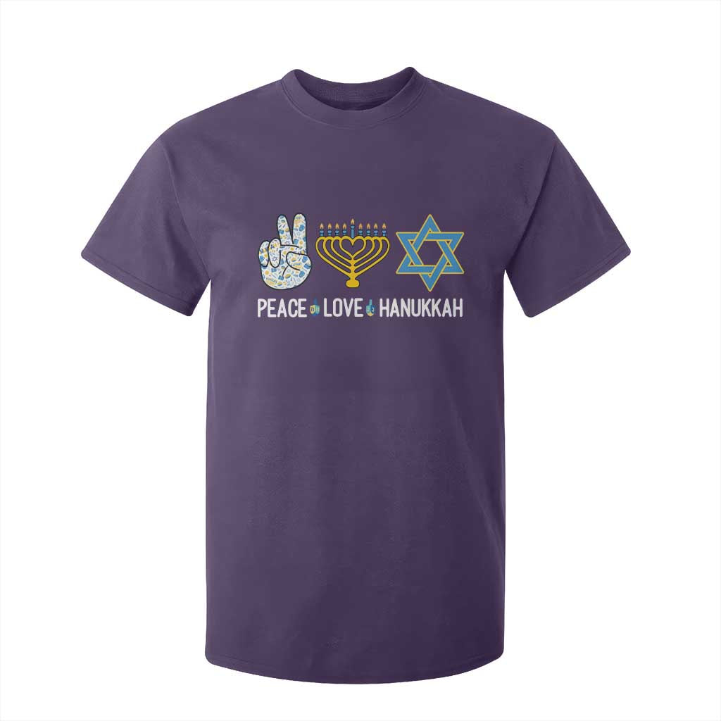 Peace Love Hanukkah T Shirt For Kid Retro Chanukah Jewish Menorah Star of David TS02 Purple Print Your Wear