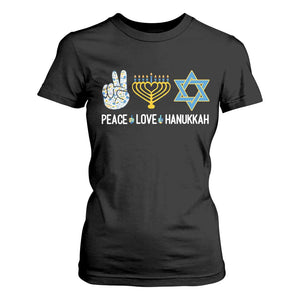 Peace Love Hanukkah T Shirt For Women Retro Chanukah Jewish Menorah Star of David TS02 Black Print Your Wear