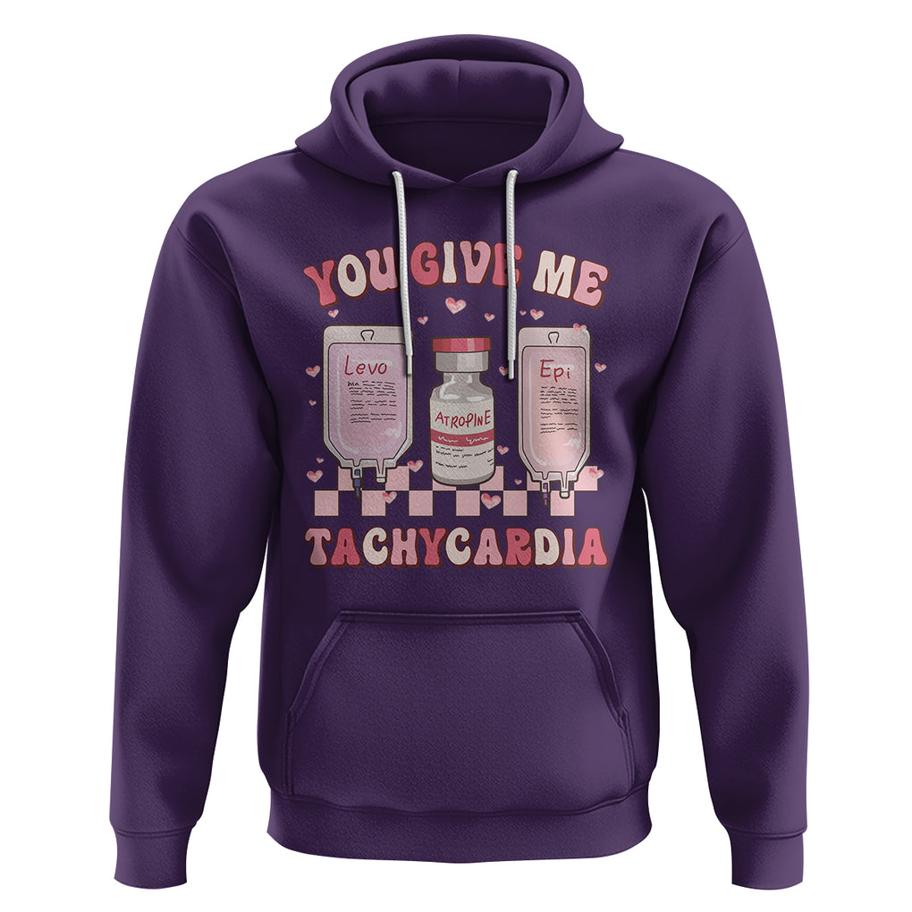 Nurse Valentines Day Hoodie You Give Me Tachycardia ICU Nursing Life Retro TS02 Purple Printyourwear