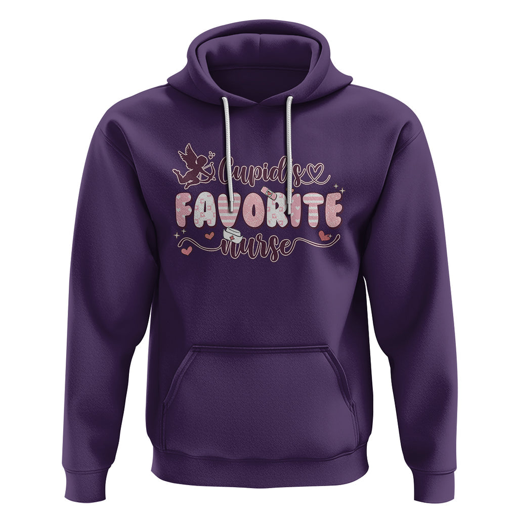 Nurse Valentines Day Hoodie Cupid's Favorite Groovy Retro TS02 Purple Printyourwear