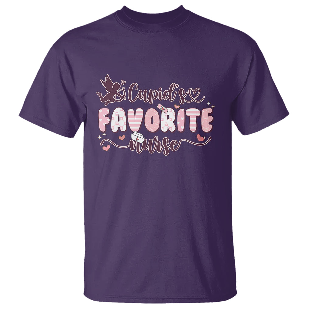 Nurse Valentines Day T Shirt Cupid's Favorite Groovy Retro TS02 Purple Printyourwear