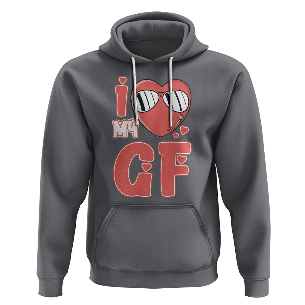 Valentine Matching Couple Hoodie I Love My GF Girfriend Red Heart for Husband Boyfriend TS02 Charcoal Printyourwear