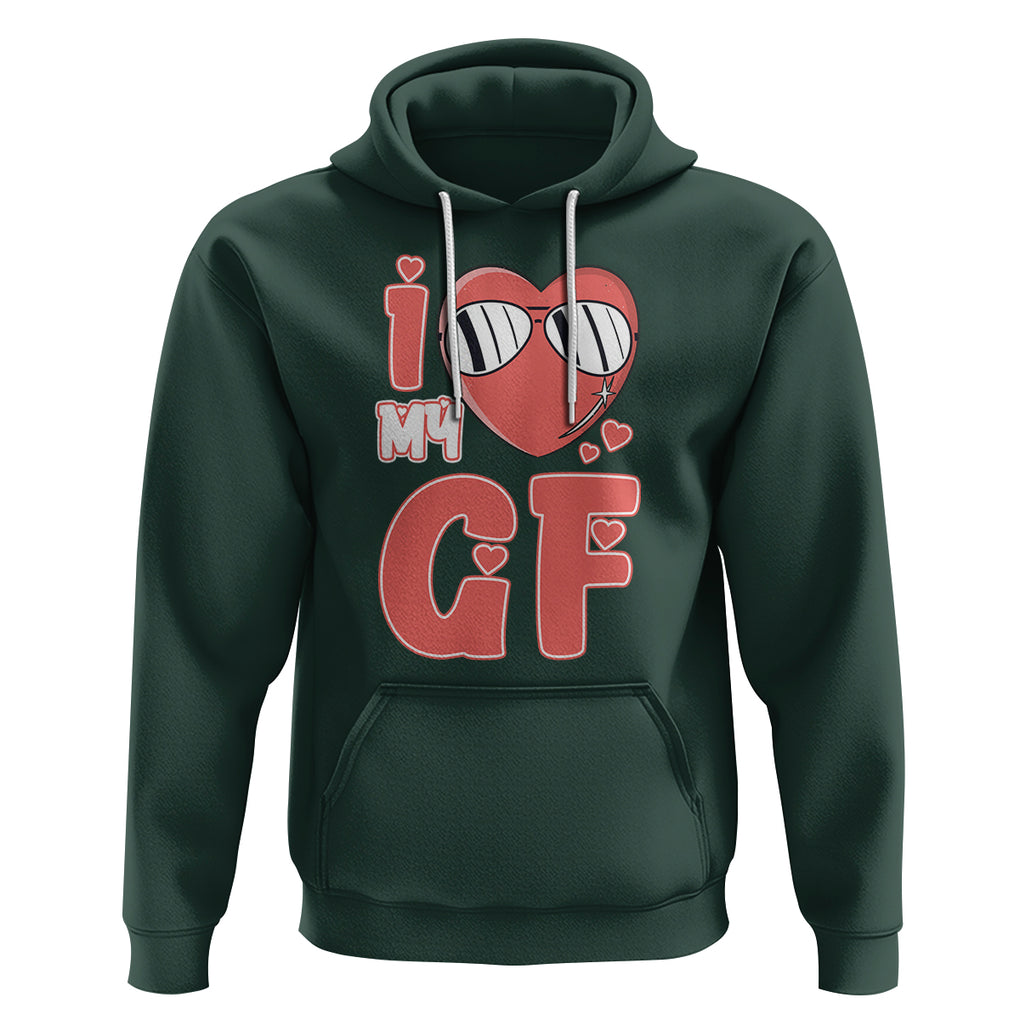 Valentine Matching Couple Hoodie I Love My GF Girfriend Red Heart for Husband Boyfriend TS02 Dark Forest Green Printyourwear