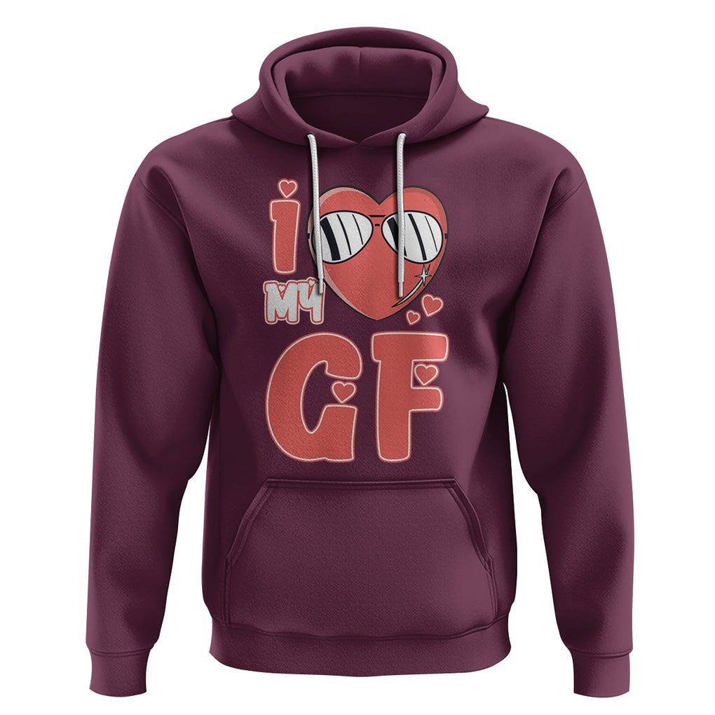 Valentine Matching Couple Hoodie I Love My GF Girfriend Red Heart for Husband Boyfriend TS02 Maroon Printyourwear