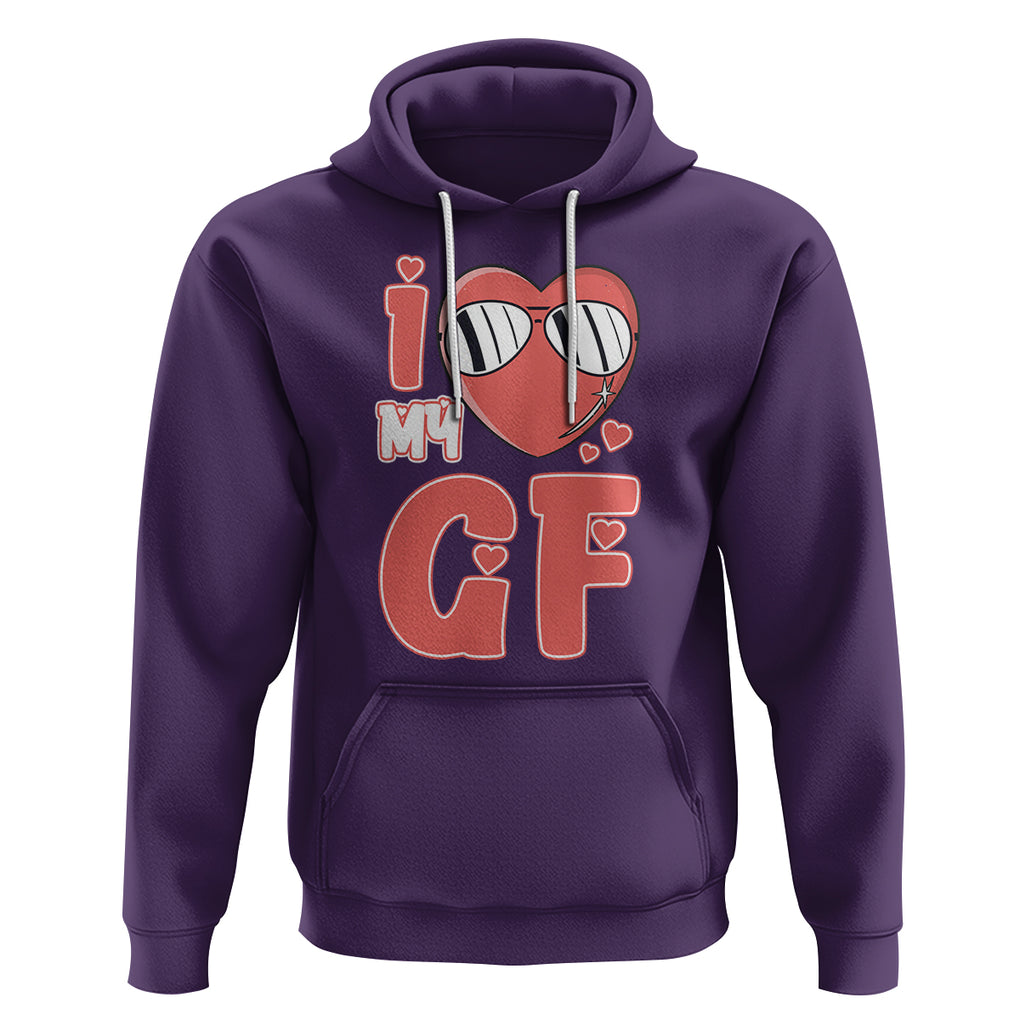 Valentine Matching Couple Hoodie I Love My GF Girfriend Red Heart for Husband Boyfriend TS02 Purple Printyourwear