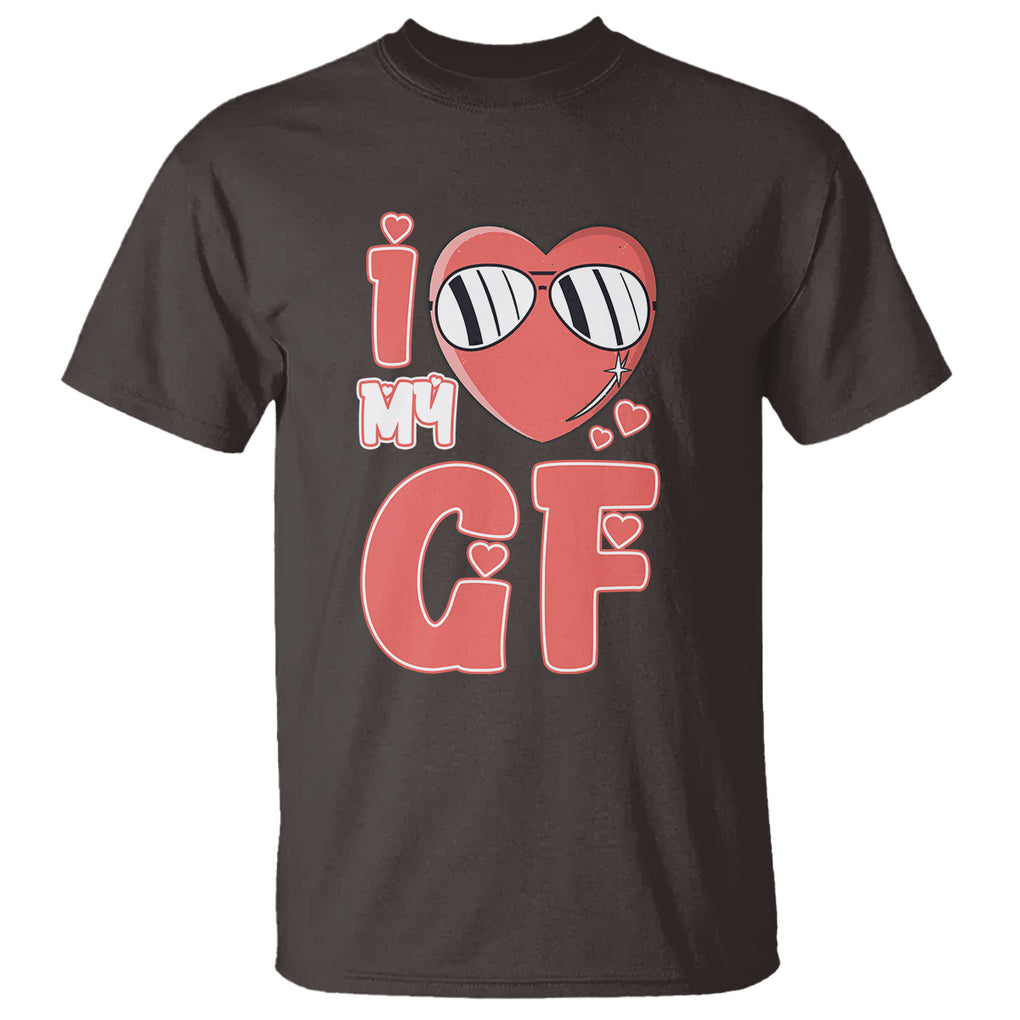 Valentine Matching Couple T Shirt I Love My GF Girfriend Red Heart for Husband Boyfriend TS02 Dark Chocolate Printyourwear