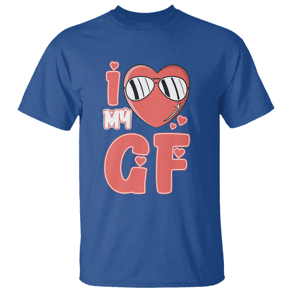 Valentine Matching Couple T Shirt I Love My GF Girfriend Red Heart for Husband Boyfriend TS02 Royal Blue Printyourwear