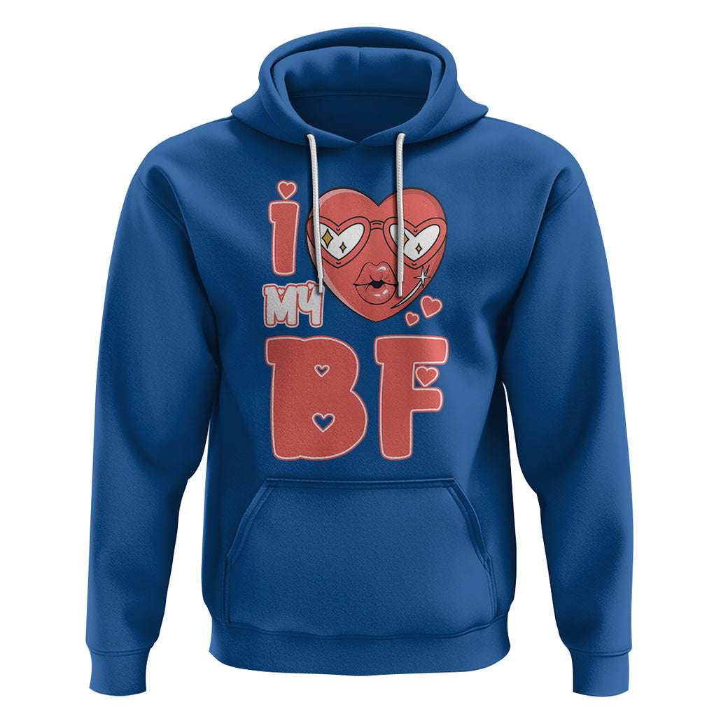 Valentine Matching Couple Hoodie I Love My BF Boyfriend Red Heart for Wife Girlfriend TS02 Royal Blue Printyourwear