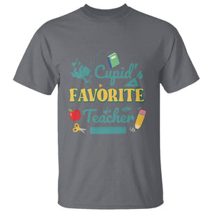 Teacher Valentines Day T Shirt Cupid's Favorite Teacher Groovy Retro Funny Teaching Life TS02 Charcoal Printyourwear
