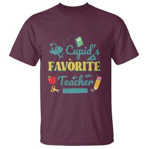 Teacher Valentines Day T Shirt Cupid's Favorite Teacher Groovy Retro Funny Teaching Life TS02 Maroon Printyourwear