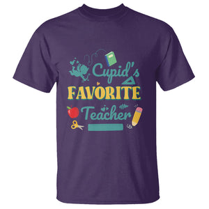 Teacher Valentines Day T Shirt Cupid's Favorite Teacher Groovy Retro Funny Teaching Life TS02 Purple Printyourwear