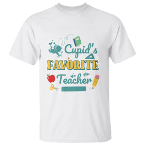 Teacher Valentines Day T Shirt Cupid's Favorite Teacher Groovy Retro Funny Teaching Life TS02 White Printyourwear