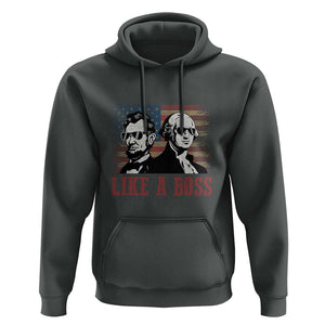George Washington Abraham Lincoln Hoodie Like A Boss US Presidents Retro American Flag TS02 Dark Heather Print Your Wear