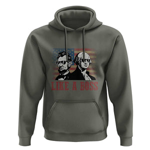 George Washington Abraham Lincoln Hoodie Like A Boss US Presidents Retro American Flag TS02 Military Green Print Your Wear