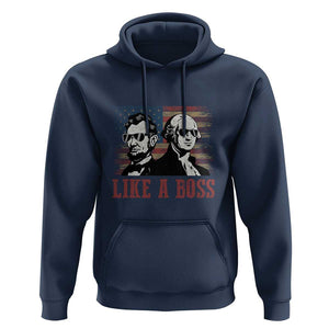George Washington Abraham Lincoln Hoodie Like A Boss US Presidents Retro American Flag TS02 Navy Print Your Wear