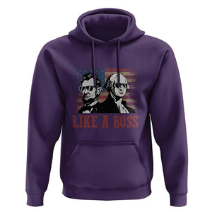 George Washington Abraham Lincoln Hoodie Like A Boss US Presidents Retro American Flag TS02 Purple Print Your Wear