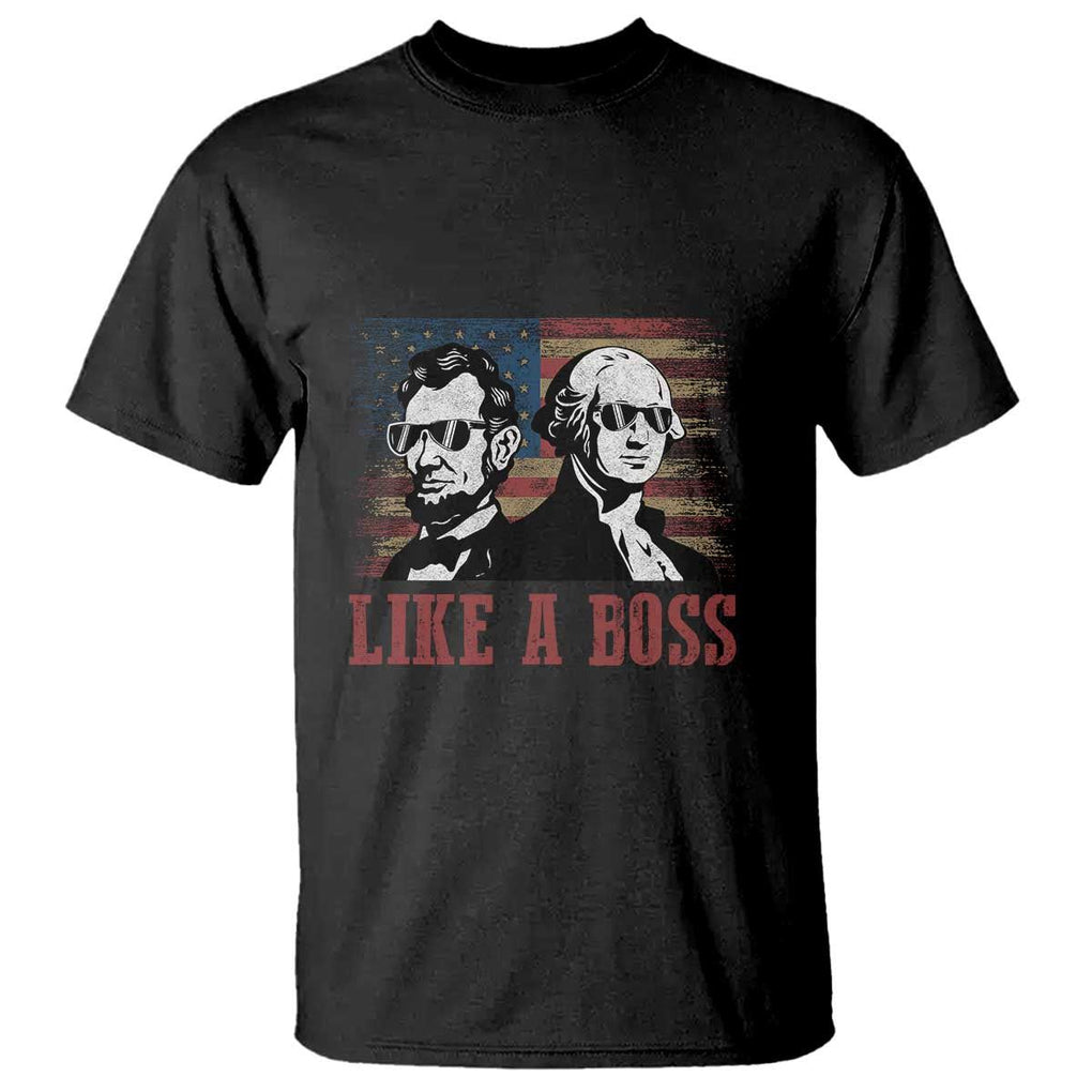 George Washington Abraham Lincoln T Shirt Like A Boss US Presidents Retro American Flag TS02 Black Print Your Wear