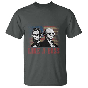 George Washington Abraham Lincoln T Shirt Like A Boss US Presidents Retro American Flag TS02 Dark Heather Print Your Wear