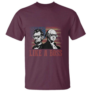 George Washington Abraham Lincoln T Shirt Like A Boss US Presidents Retro American Flag TS02 Maroon Print Your Wear