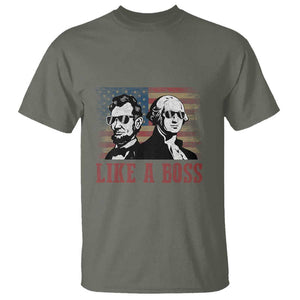 George Washington Abraham Lincoln T Shirt Like A Boss US Presidents Retro American Flag TS02 Military Green Print Your Wear