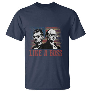George Washington Abraham Lincoln T Shirt Like A Boss US Presidents Retro American Flag TS02 Navy Print Your Wear