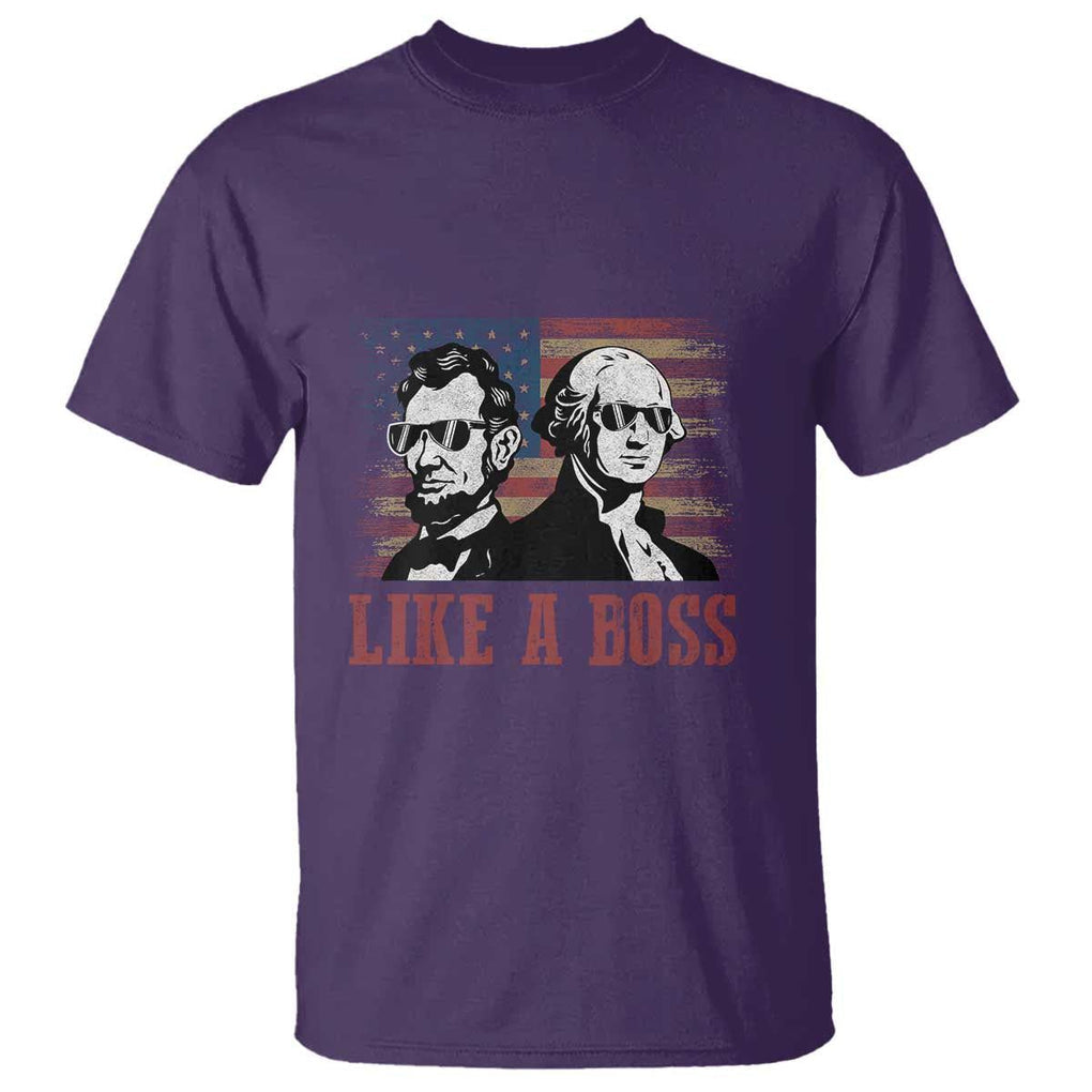George Washington Abraham Lincoln T Shirt Like A Boss US Presidents Retro American Flag TS02 Purple Print Your Wear