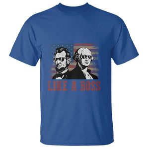 George Washington Abraham Lincoln T Shirt Like A Boss US Presidents Retro American Flag TS02 Royal Blue Print Your Wear