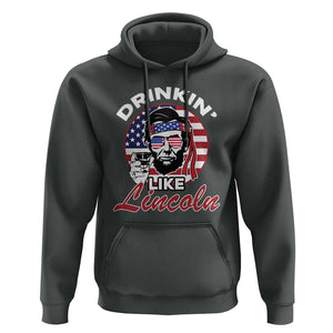 Abraham Lincoln Hoodie Drinking Like Lincoln Abe American Flag TS02 Dark Heather Print Your Wear