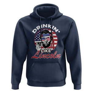 Abraham Lincoln Hoodie Drinking Like Lincoln Abe American Flag TS02 Navy Print Your Wear