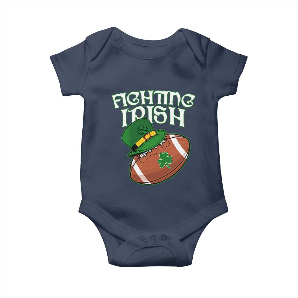 Fighting Irish Baby Onesie Football Shamrock St Patricks Spirit Classic Vintage TS02 Navy Print Your Wear