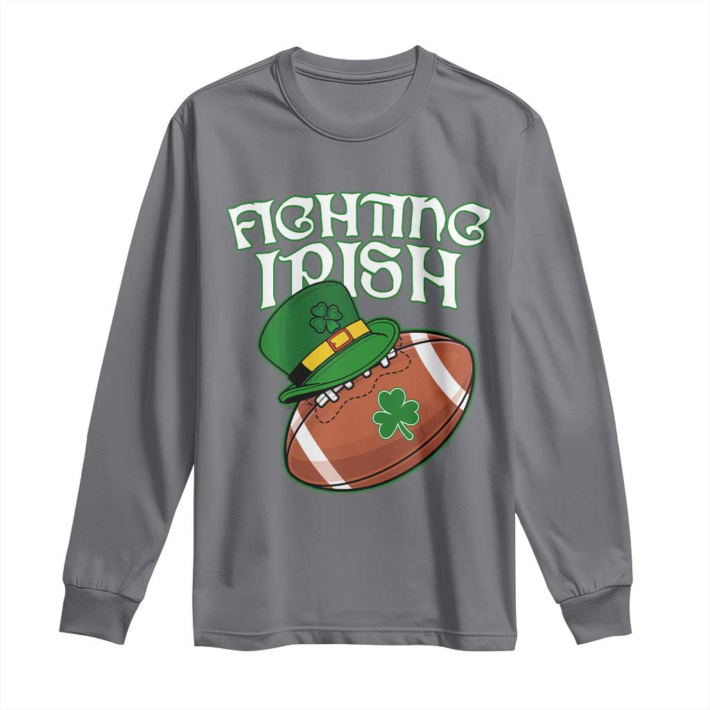 Fighting Irish Long Sleeve Shirt Football Shamrock St Patricks Spirit Classic Vintage TS02 Charcoal Print Your Wear