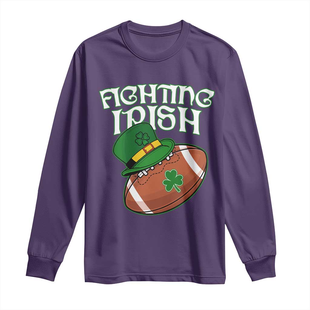 Fighting Irish Long Sleeve Shirt Football Shamrock St Patricks Spirit Classic Vintage TS02 Purple Print Your Wear