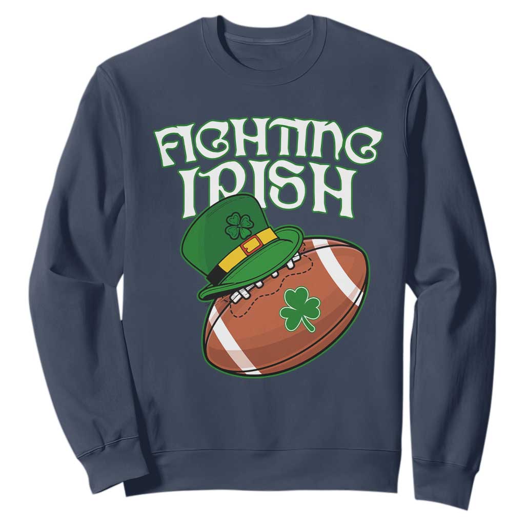 Fighting Irish Sweatshirt Football Shamrock St Patricks Spirit Classic Vintage TS02 Navy Print Your Wear