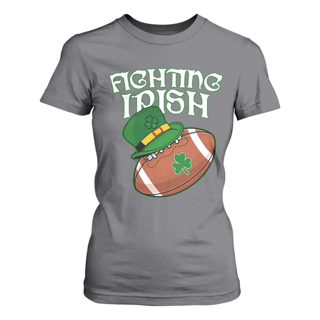 Fighting Irish T Shirt For Women Football Shamrock St Patricks Spirit Classic Vintage TS02 Charcoal Print Your Wear