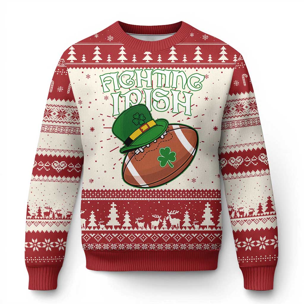 Fighting Irish Knit Sweatshirt Football Shamrock St Patricks Spirit Classic Vintage TS02 Red Print Your Wear