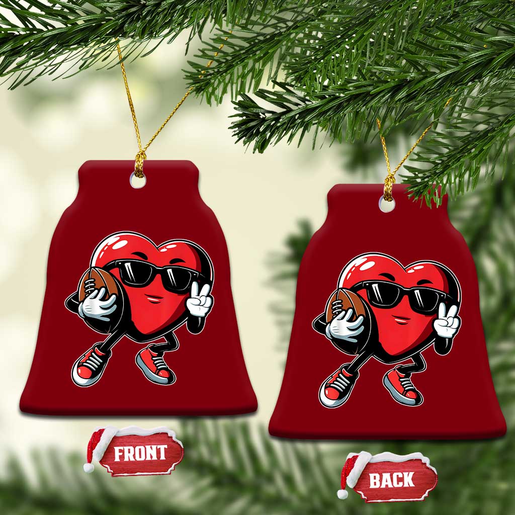 Valentines Day Heart Playing Football Ceramic Ornament Cute Gift for Sports Lovers TS02 Print Your Wear