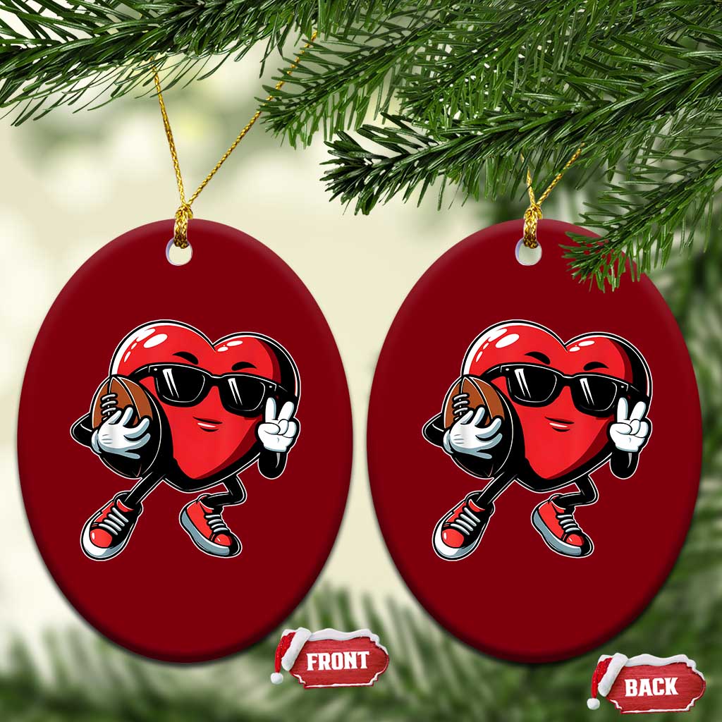 Valentines Day Heart Playing Football Ceramic Ornament Cute Gift for Sports Lovers TS02 Print Your Wear