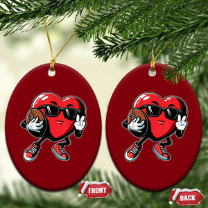 Valentines Day Heart Playing Football Ceramic Ornament Cute Gift for Sports Lovers TS02 Print Your Wear